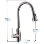 Vanity Art Brushed Nickel Single-Handle Pull-Down Kitchen Faucet with Spray Wand thumbnail 6