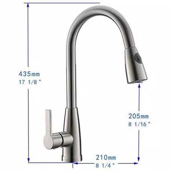 Vanity Art Brushed Nickel Single-Handle Pull-Down Kitchen Faucet with Spray Wand