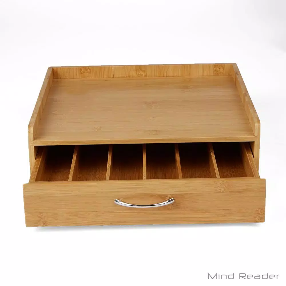 Mind Reader 32-Capacity Bamboo Brown K-Cup Storage Drawer with Lip Panel for Keurig