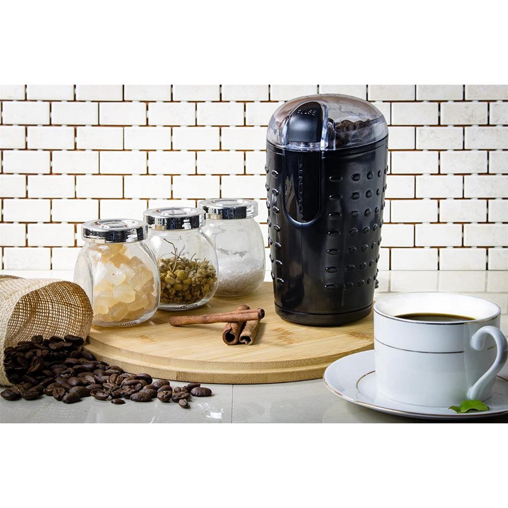 Ovente 150W Electric Coffee Grinder, Stainless Steel Blades, 2.5 oz Capacity, Black