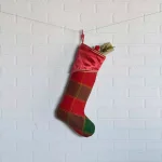 VHC Brands Tristan 20 in. Traditional Christmas Stocking - Cherry Red & Shamrock Green Plaid thumbnail 2