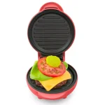 Nostalgia MyMini Personal Electric Grill, 25 sq. in. Cast-Iron Smokeless Grill, Coral Pink thumbnail 4
