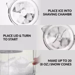 Nostalgia 160 oz. Countertop Snow Cone Maker with Stainless Steel Blades and Reusable Cones - White thumbnail 3