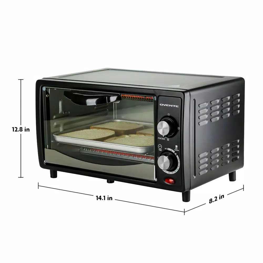 Ovente 800W Electric Toaster Oven, 10L Compact Oven with 3 Cooking Modes and 30-Min Timer, Black