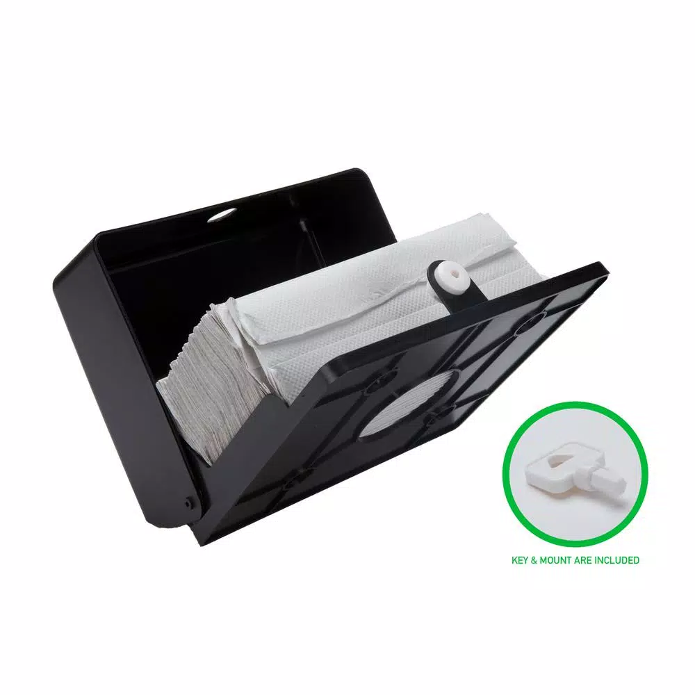 Mind Reader Wall Mounted Black Paper Towel Dispenser with Transparent Viewing Window, High Capacity ABS Plastic