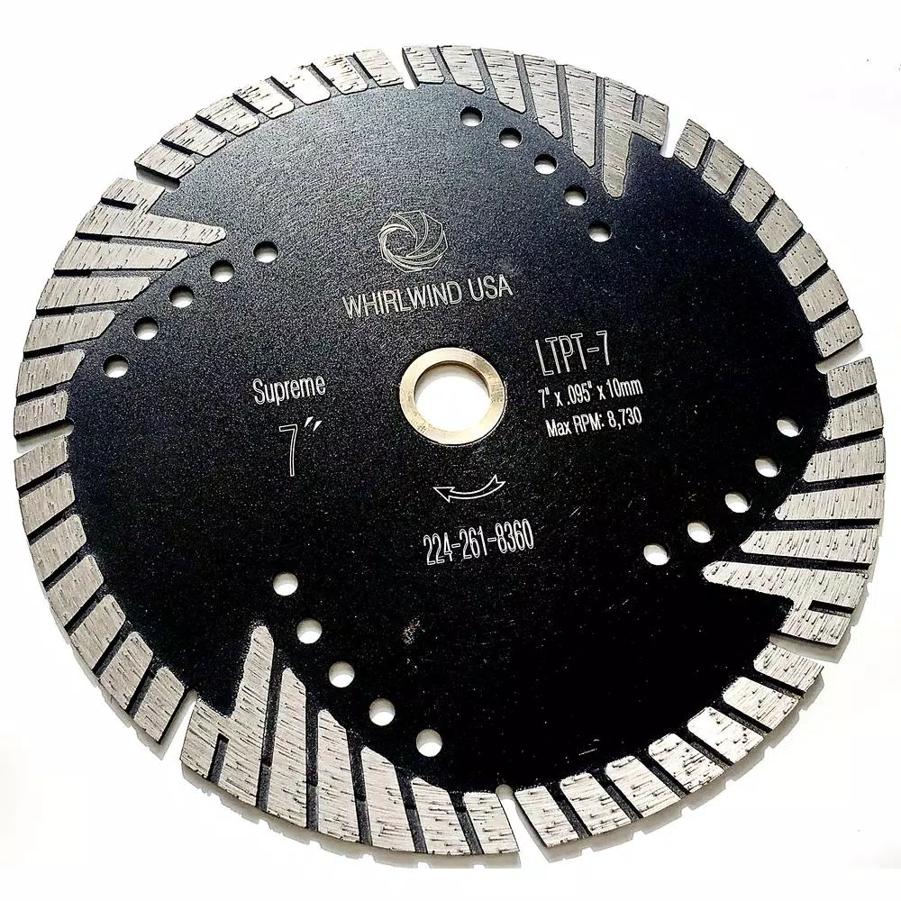 Whirlwind USA 7 in. Turbo Segmented Diamond Saw Blade for Granite, Marble, and Concrete