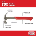 Milwaukee 20 oz. Curved Claw Smooth Face Hammer with ShockShield Grip thumbnail 2