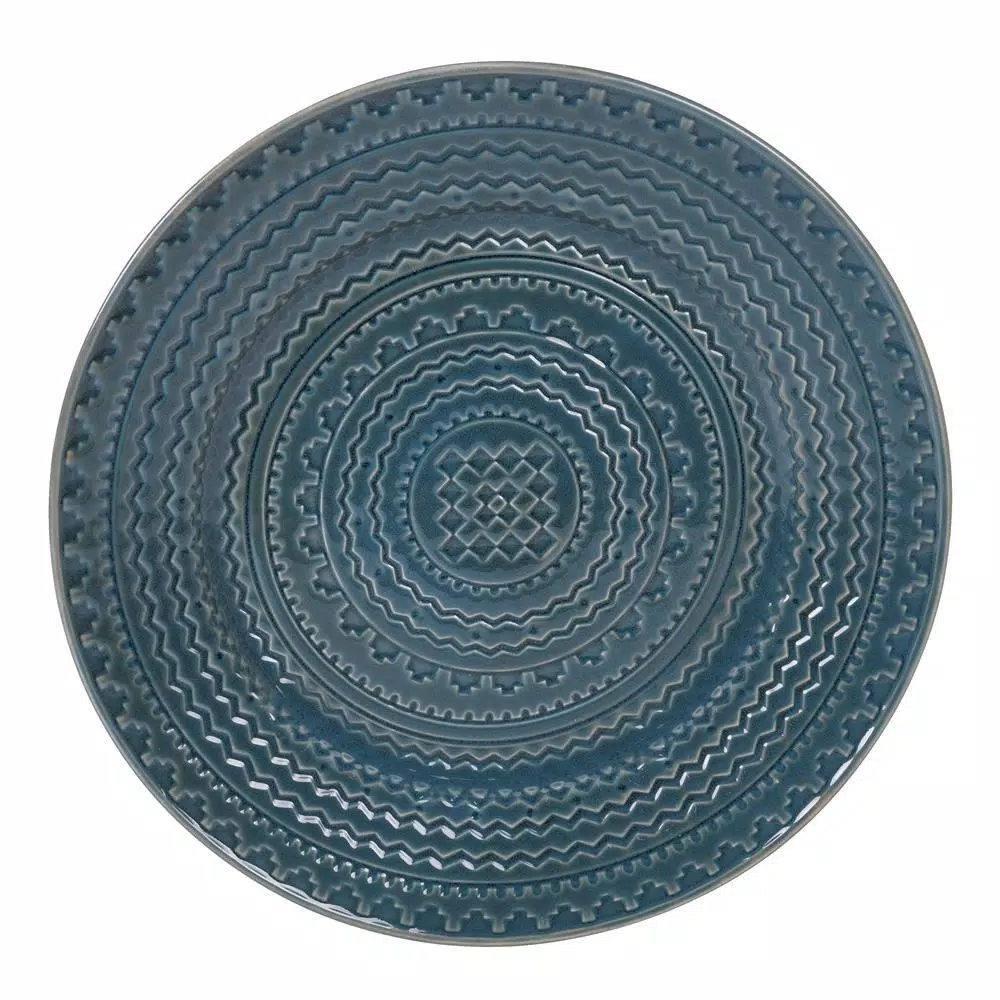 Certified International Aztec Teal 12.75 in. Stoneware Round Platter