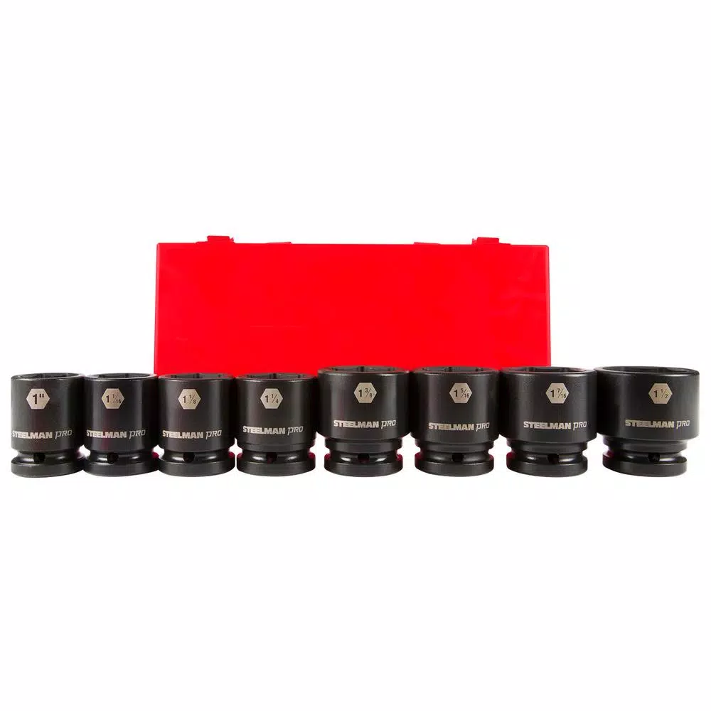 Steelman PRO 79237 3/4 in. Drive 6-Point SAE Impact Socket Set, 8-Piece