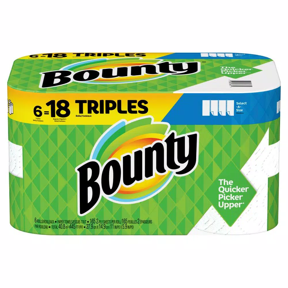 Bounty Select-A-Size White Paper Towels, 6 Triple Rolls