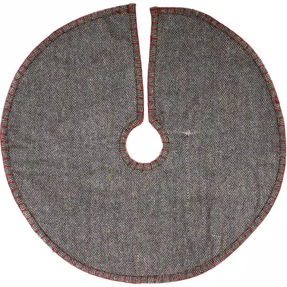 VHC Brands Anderson 21 in. Cherry Red Rustic Plaid Mini Christmas Tree Skirt
