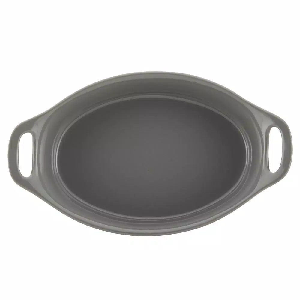 Rachael Ray 1.5 Qt. Gray Ceramic Oval Baker
