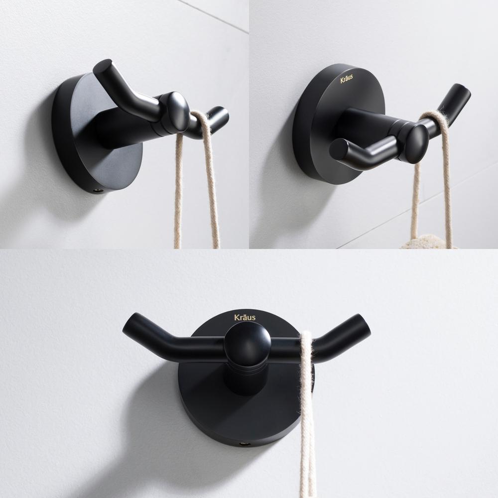 Kraus Elie Double Robe and Towel Hook, Matte Black