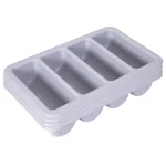 Basicwise Grey 4-Compartment Commercial Cutlery Holder Drawer Organizer, Set of 4 thumbnail 1