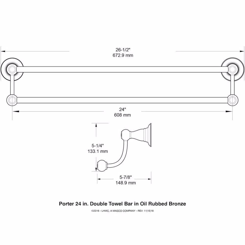 Delta Porter 24 in. Double Towel Bar, Oil Rubbed Bronze