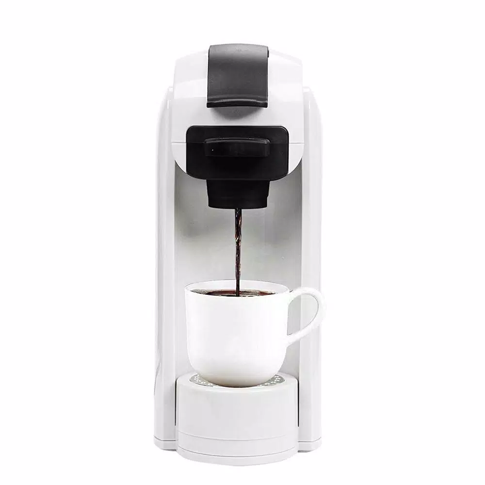 Boyel Living 1000W Single Serve Coffee Maker, 4-Cup Compact Coffee Machine for K-Cups and Grounds, White