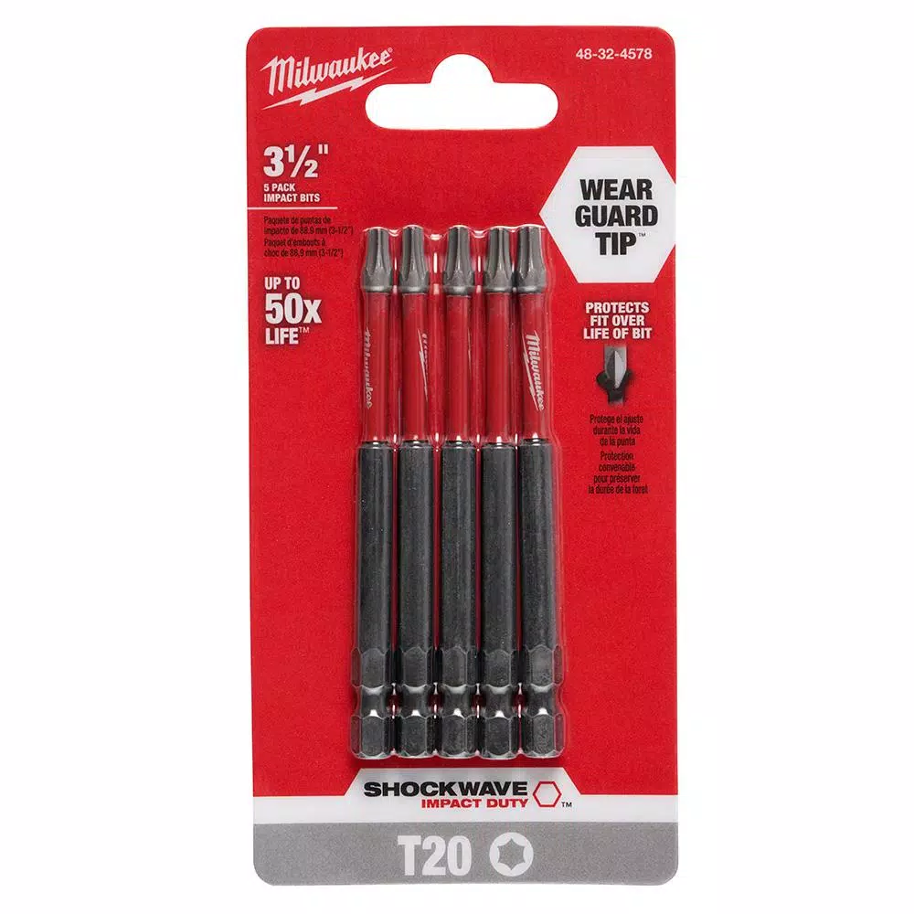 Milwaukee SHOCKWAVE Torx #20 3.5 in. Impact Duty Steel Screwdriver Bits, 5-Pack