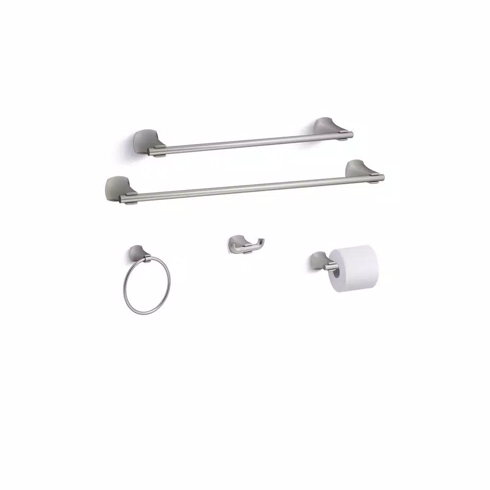 KOHLER Rubicon 5-Piece Bathroom Hardware Set, Vibrant Brushed Nickel