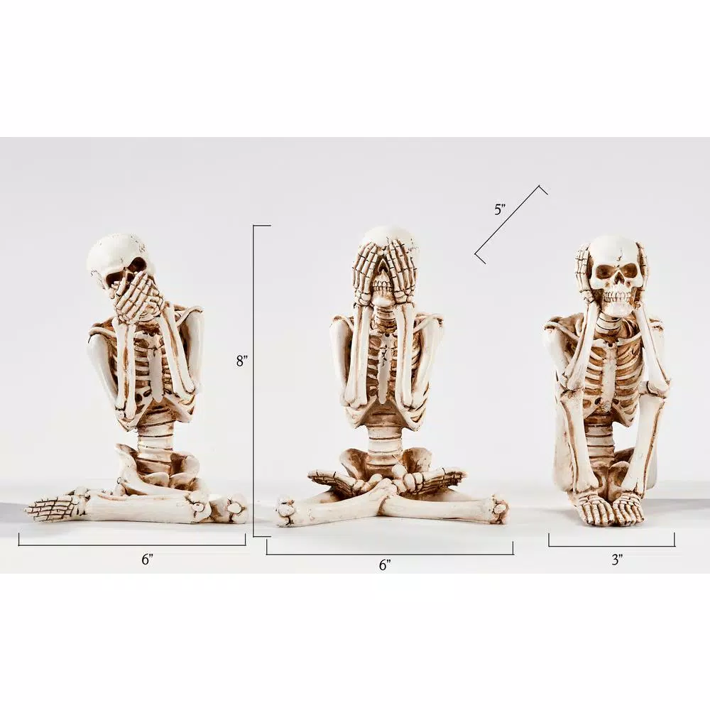 Worth Imports See No Hear No Speak No Evil Skeleton Figurine Set of 3 - Ceramic Tabletop Decor