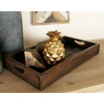 LITTON LANE Farmhouse Mahogany Mango Wood Slat Decorative Tray Set, Set of 3 thumbnail 1