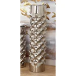 LITTON LANE Modern Reflections 23 in. Silver Ceramic Tower Vase with Ridged Details thumbnail 4
