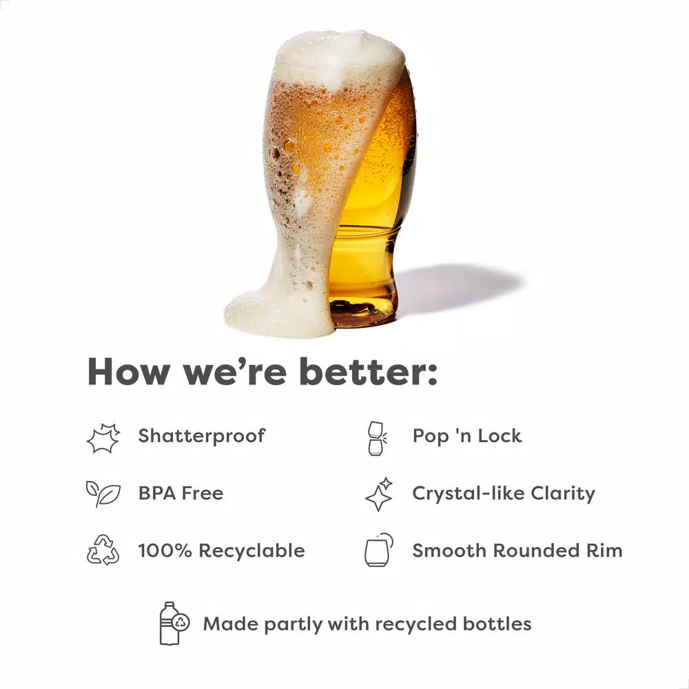 TOSSWARE Unbreakable 18 oz. Clear rPET Plastic Beer Glasses, Shatterproof & Stackable (Set of 252)