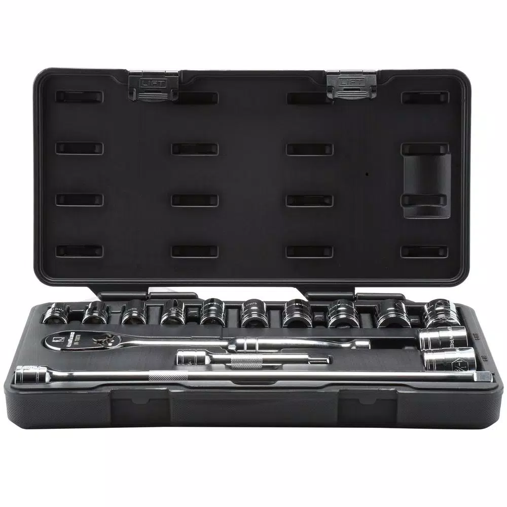 GEARWRENCH 1/2 in. Drive 6-Point SAE Ratchet and Socket Set, 15-Piece
