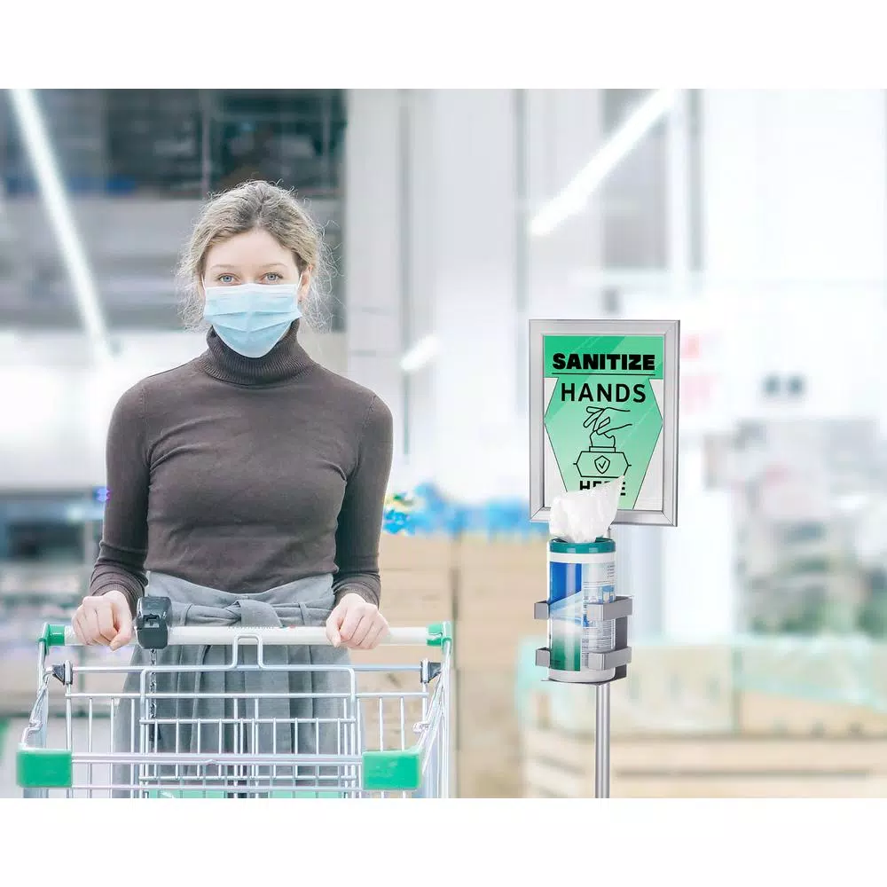 Alpine Industries 60.5 in. Sanitizing Wipes Dispenser Stand with 2-Sided Sign Holder