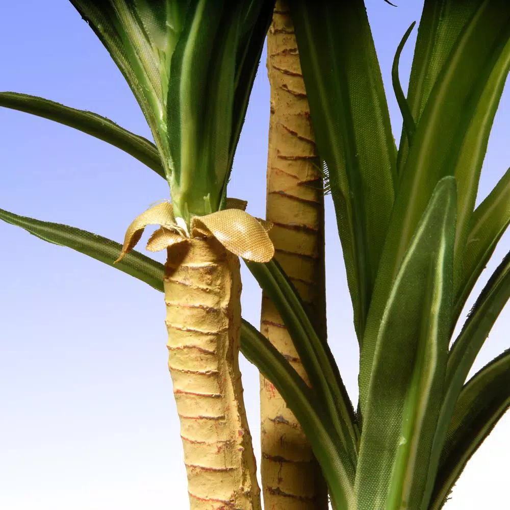Unbranded 14 in. Artificial Green Yucca Plant in Distressed Cement Style Pot