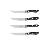 Tramontina 4-Piece 5 in. High Carbon Stainless Steel Serrated Steak Knife Set with Black Polycarbonate Handles thumbnail 1