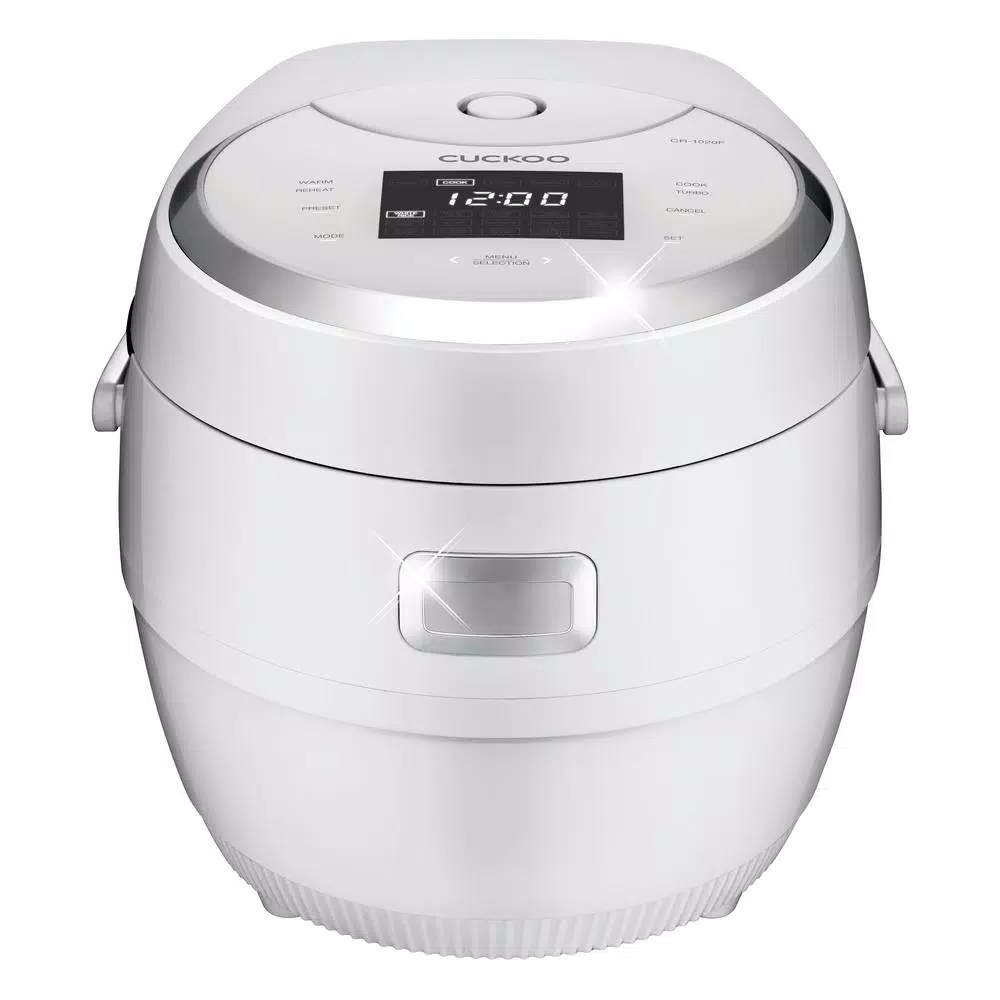 Cuckoo 10-Cup Micom Electric Rice Cooker and Warmer, 2.5 qt. Multi-Cooker with 16 Programs, White/Silver