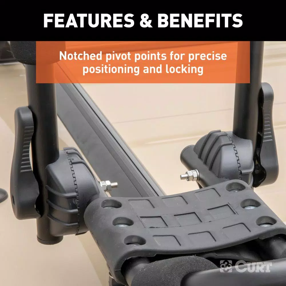 CURT Aluminum Kayak Roof Rack Carrier, 75 lb Capacity, Universal Fit