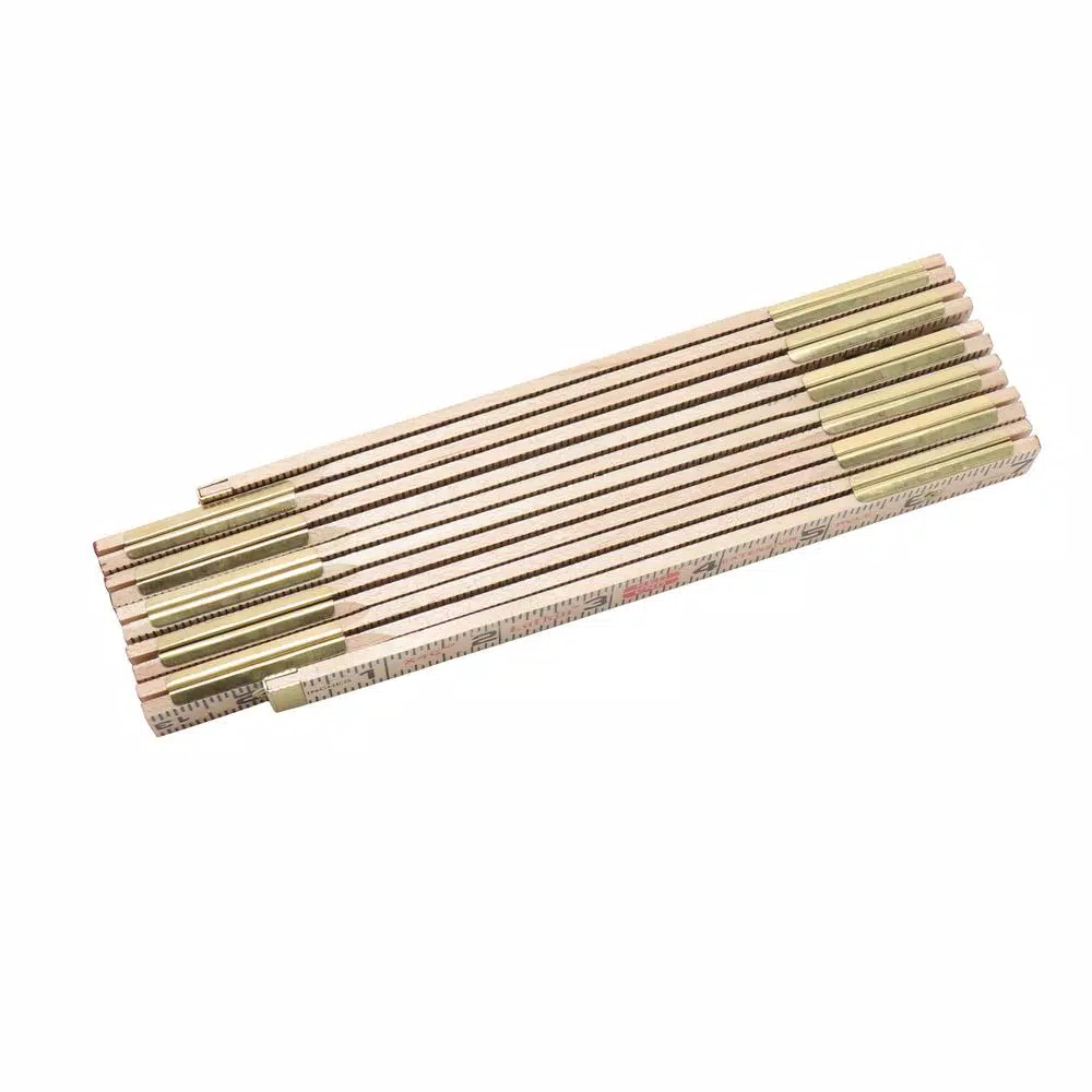 Lufkin 6 ft. Wood Rule with 6 in. Brass Slide Extension, Graduated to 1/16 in.