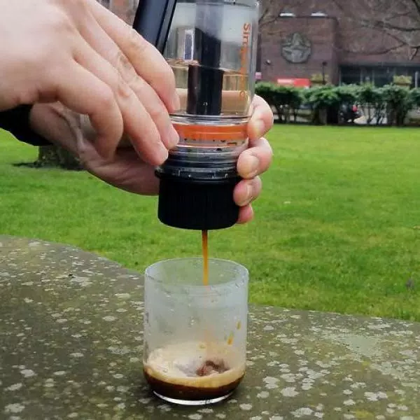 Simposh Simpresso Portable Espresso Machine - Hand Powered Travel Coffee Maker with NS Capsule & Ground Coffee Compatibility