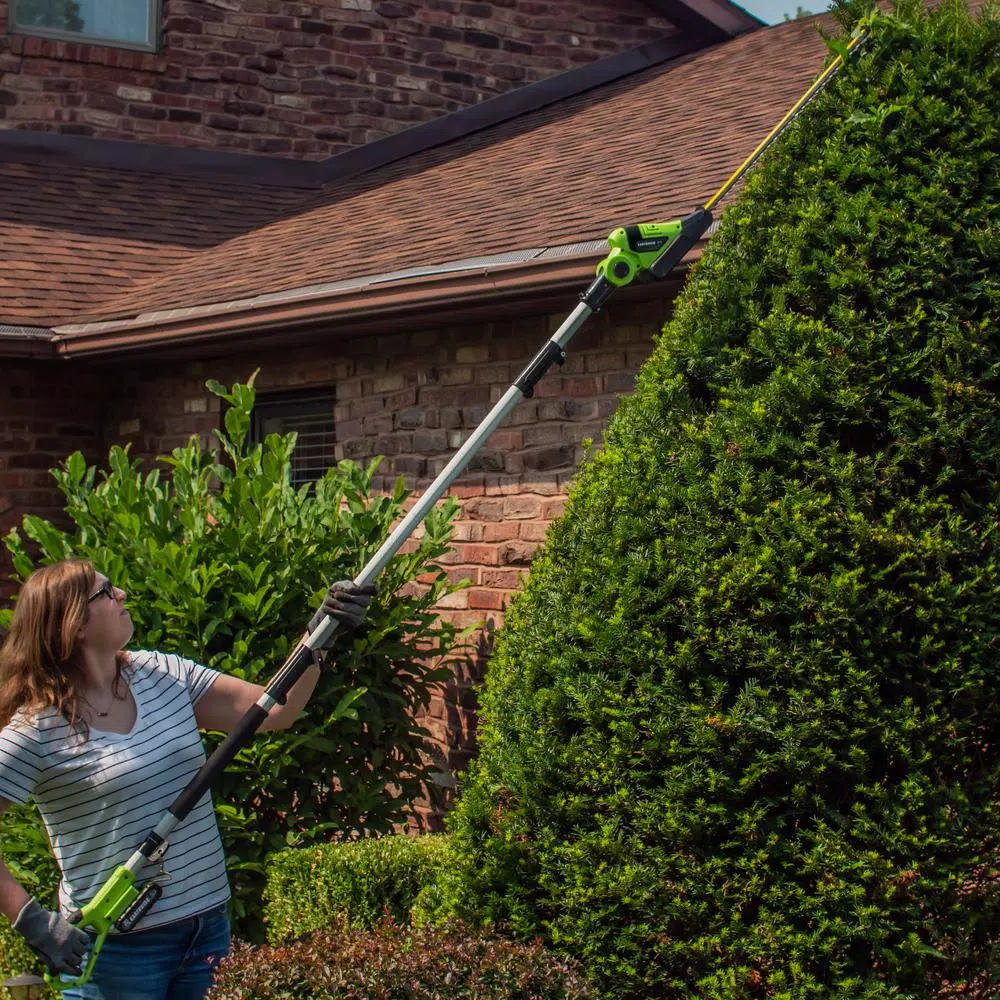 Earthwise 20V Cordless Pole Hedge Trimmer, 20 in. Blade, 2 Ah Battery and Charger Included