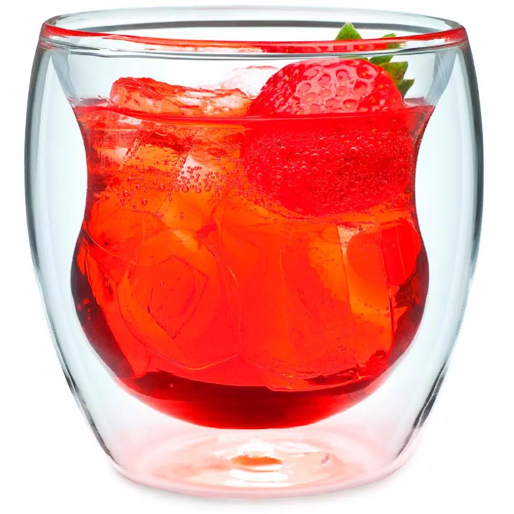 Ozeri Curva Artisan Series 8 oz. Double Wall Borosilicate Glass Tumblers, Set of 4