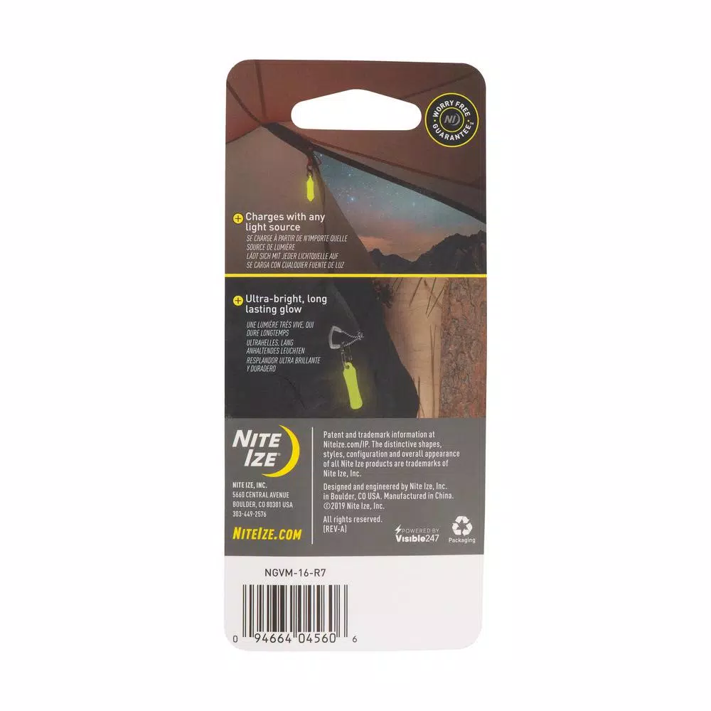 Nite Ize NextGlo Visibility Marker, Yellow - High-Performance Photoluminescent Glow Marker