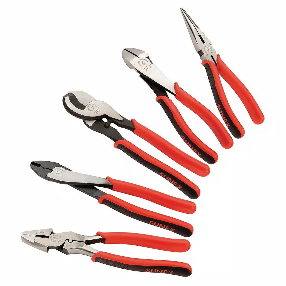 SUNEX TOOLS Sunex 3607V Professional 5-Piece Pliers Set with Roll Pouch