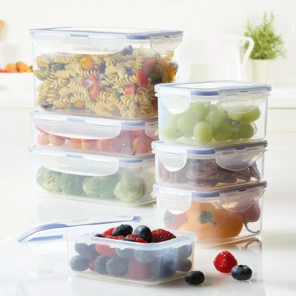 Lock & Lock Easy Essentials 14-Piece Rectangular Food Storage Container Set, BPA-Free