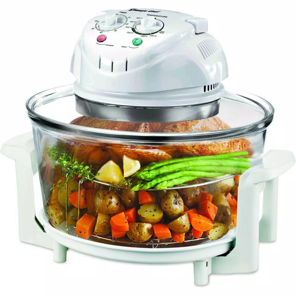 Magic Chef 1300W White Glass Bowl Convection Countertop Oven with Built-In Timer