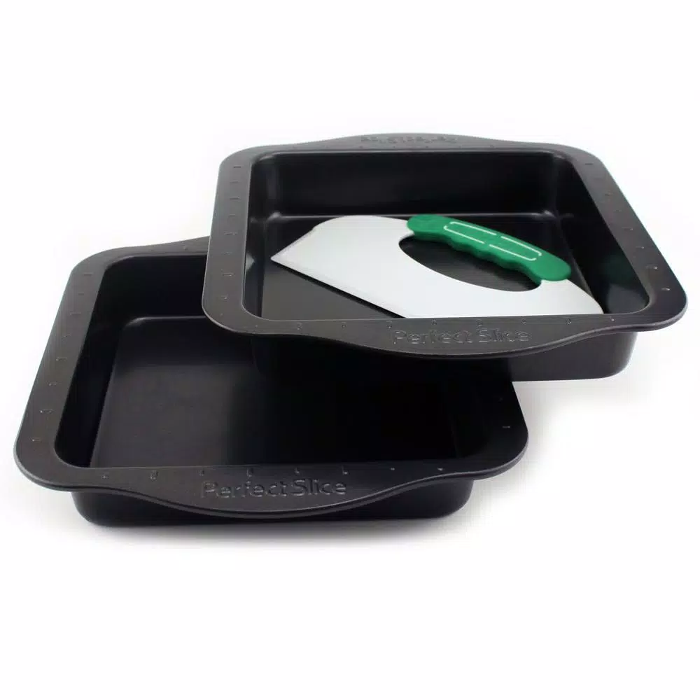 BergHOFF Perfect Slice 3-Piece Square Carbon Steel Bakeware Set with Cutting Tool