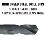 Drill America 9/16 in. to 1 in. High Speed Steel Black Oxide Reduced Shank Drill Bit Set, 5-Piece thumbnail 3