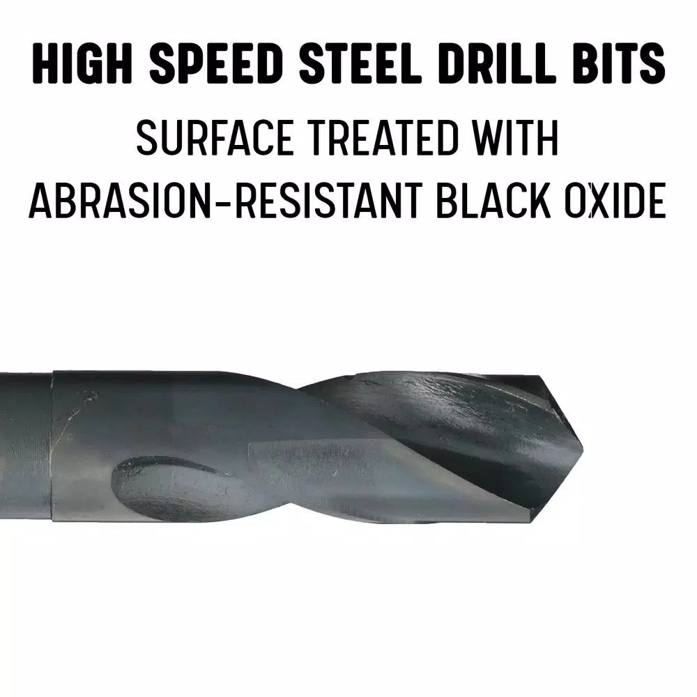 Drill America 9/16 in. to 1 in. High Speed Steel Black Oxide Reduced Shank Drill Bit Set, 5-Piece