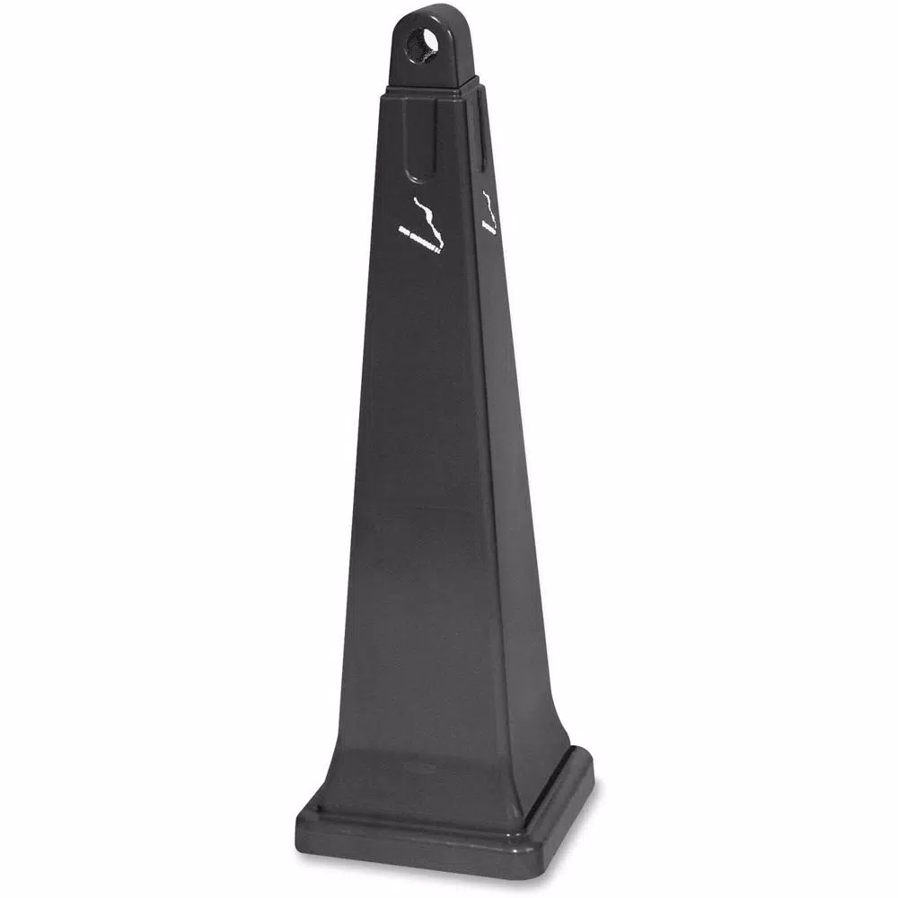 Rubbermaid 1 Gal. Black Smoking Management Receptacle - All-Weather Outdoor Cigarette Disposal