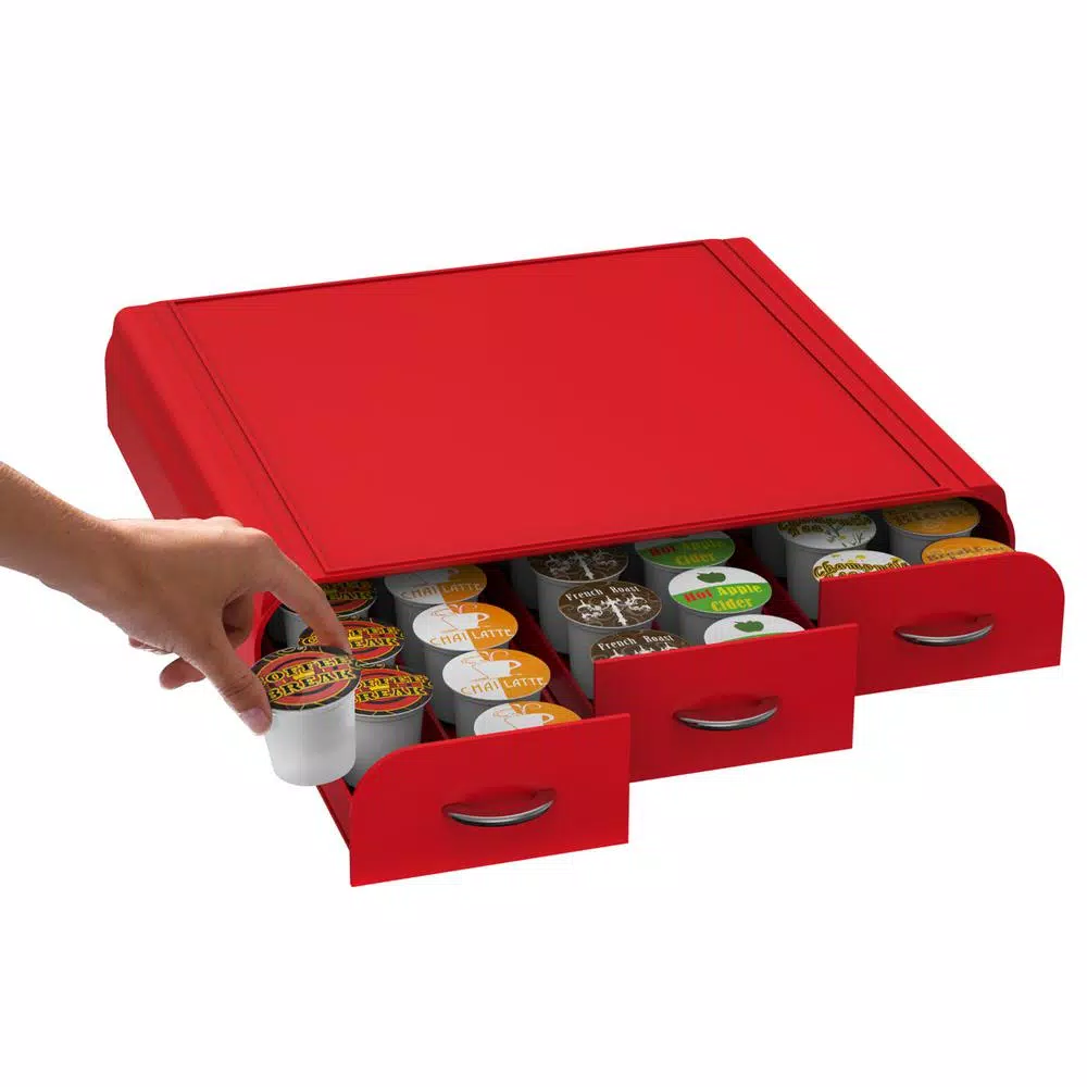 Mind Reader Anchor Red K-Cup Storage Drawer, 36-Capacity Single Serve Coffee Pod Organizer