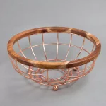 Creative Home Deluxe Acacia Wood and Copper Plated Iron Wire Fruit Basket Bowl thumbnail 5