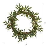 Nearly Natural 16 in. Artificial Olive Wreath with Lifelike Berries thumbnail 2