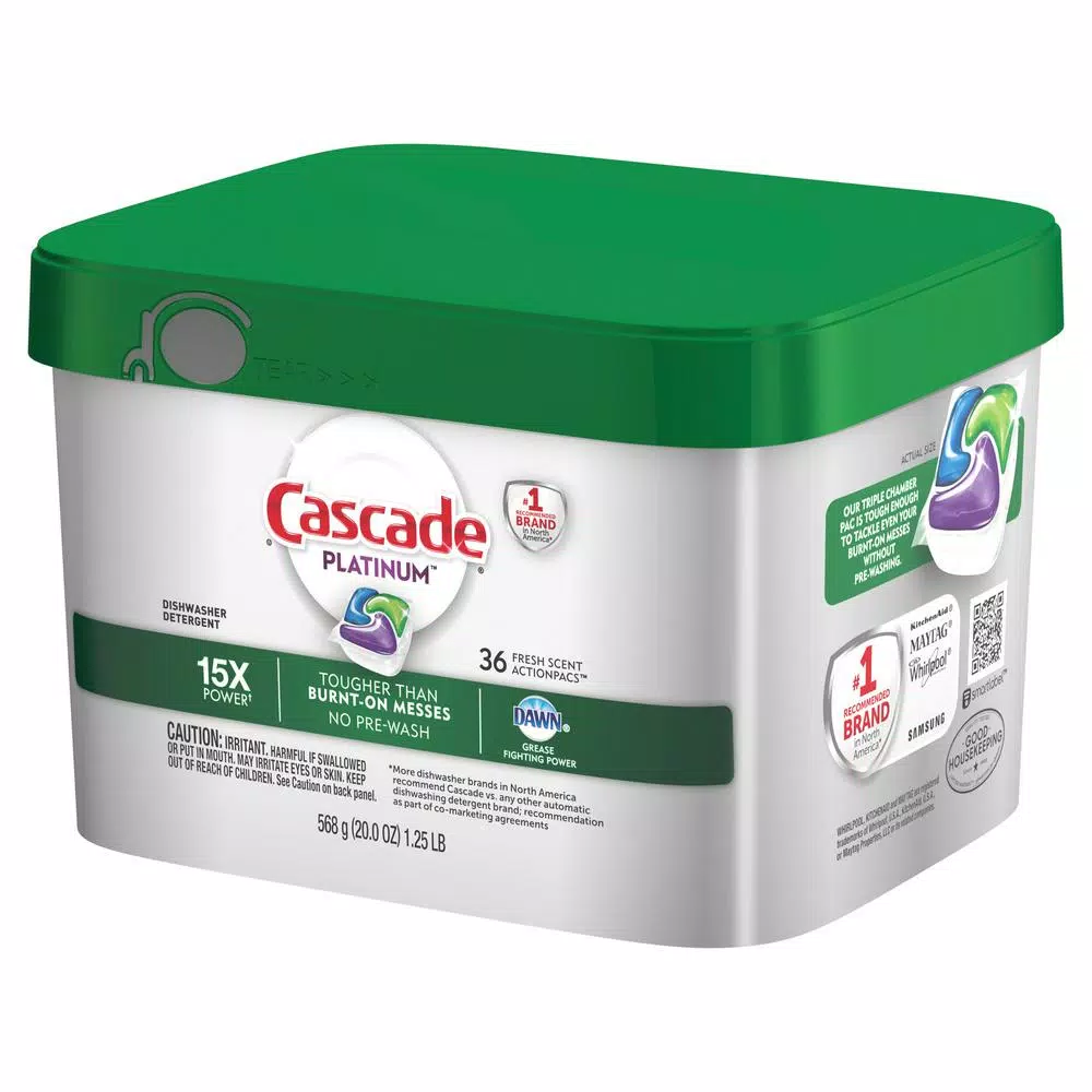 Cascade Platinum ActionPacs Dishwasher Detergent with Dawn, Fresh Scent (2 x 36-Count)