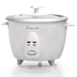 Continental Electric 6-Cup White Rice Cooker and Steamer with Tempered Glass Lid thumbnail 2