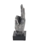 LITTON LANE Modern Reflections Hand Sign Polystone Sculpture Set, Silver Distressed Finish (Set of 3) thumbnail 5